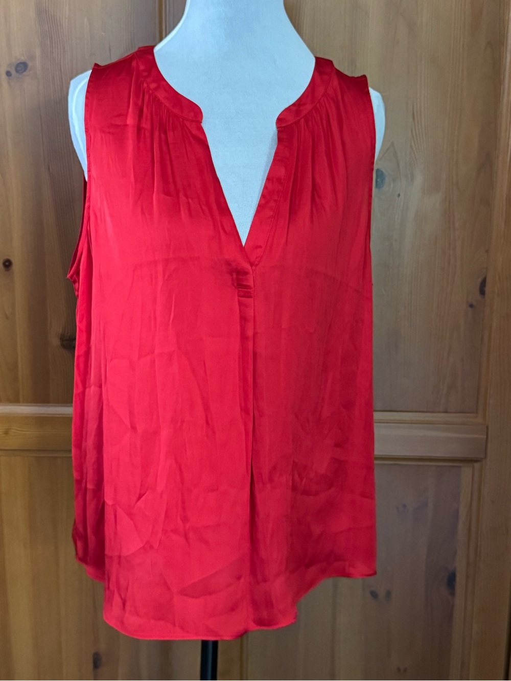 Banana Republic Vibrant Red Satin Sleeveless Blouse